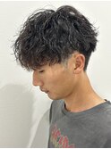 メンズマッシュパーマ波巻スパイラルパーマニュアンスパーマ眉毛