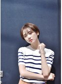 大人可愛い20代30代40代黒髪前下がりショートボブ丸みショート◎