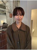 ワイドバング/ボルドーカラー/マッシュショート/大人ショート