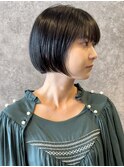 20代30代/黒髪/ミニボブ/前髪ありボブ/縮毛矯正/ショートボブ