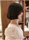 ★黒髪ボブ/艶髪縮毛矯正/くびれボブ/小顔前髪ありボブ/銀座20代