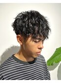 メンズ前下がりマッシュツイストスパイラルパーマ