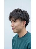 ツーブロックショートスパイラルパーマスタイルビジネスバーバー