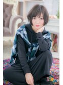 黒髪ダークグレージュ透け感カジュアルボブa