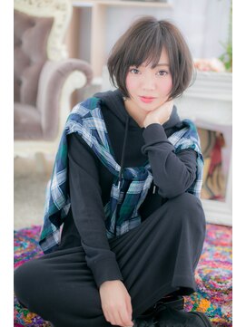 ヘアアンドビューティー ミック(Hair & Beauty miq) 黒髪ダークグレージュ透け感カジュアルボブa