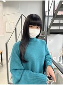 ナチュラルブルーブラック艶感ストレート美肌透明感ブルーカラー