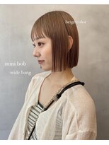切りっぱなしボブ/ピンクベージュ/前髪/グレージュ/原宿