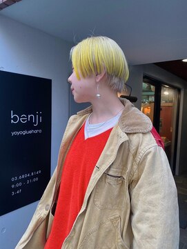 ベンジー オウン 代々木上原店(benji own) イエローカラー×ハンサムショート