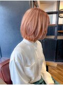 【ブリーチ2回】薄いピンクカラーで周りと違うカラーに!