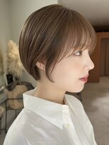 ノラギンザユー(NORA GINZA/U)&nbsp;丸みショートマッシュコンパクト黒髪ベージュショート前髪あり