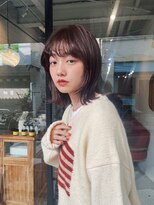 ヒュージ 表参道(huge)&nbsp;レイヤーカット/前髪カット/ミディアムヘア/オリーブベージュ