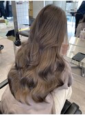 韓国ヘア顔周りレイヤーミルクティーベージュグレージュカラー