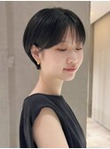 シースルーバングの耳掛けマッシュショート20代30代40代