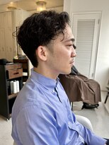メンズカット バイ ソイクフ(メンズカット by SOY-KUFU)&nbsp;メンズマッシュツーブロック波巻きパーマセンター分け/東伏見