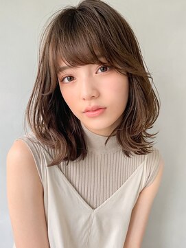 キリ 表参道(kyli) 大人かわいいピンクベージュ薄めバングくびれヘアボブウルフ