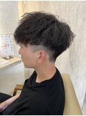 ツイストスパイラルパーマメンズマッシュ波巻きスパイラルパーマ