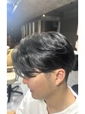 ブルーブラックカラー★メンズアップバングスタイル