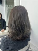 ◎美髪カールシアーカラーグレージュロングセミディ