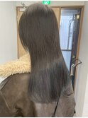 ダークトーンオリーブグレージュ透明感カラー＊艶髪ストレート