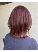 【favori 自由が丘】レイヤーボブ ピンクカラー