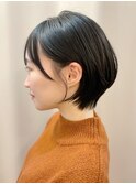 大人可愛い20代ひし形黒髪小顔ショートボブ