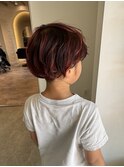 キッズカット/キッズハイライト×チェリーレッドコテ巻き