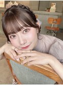 シースルーぱっつん前髪シニョンヘア