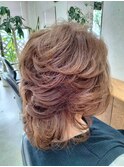 レイヤーカット うる艶カラー 巻き髪仕上げ