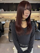 エマノン(EMANON) 福岡天神 ブリーチなしカラー ワインレッド レイヤーカット