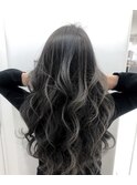 デザインカラーレイヤーカットウェットヘアオリーブベージュ