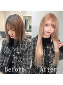 ピンクブロンド#シールエクステ#ピンクベージュ#韓国#小倉