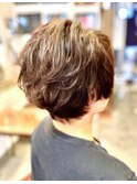 50代ソフトゆるカールショートパーマヘア