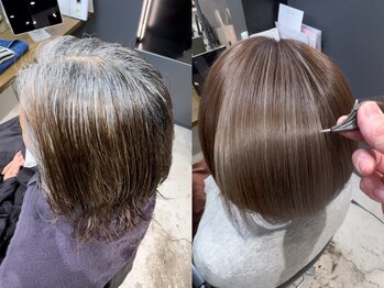 セロ 東辻井店(SERO)の写真/【白髪のお悩み解決】ナチュラル仕上げのしっかりカバーも上品な細めハイライトによる白髪ぼかしもお任せ♪