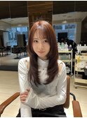  顔周りカット×レイヤーロング×透明感カラー