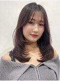ロングシースルーバング顔周りレイヤー韓国風シャギーレイヤー