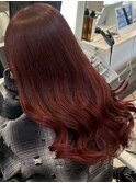 髪質改善/ブリーチなし/チェリーレッド/ワインレッド/韓国風巻き