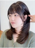 小顔黒髪レイヤーカット×アッシュカラー20代30代40代