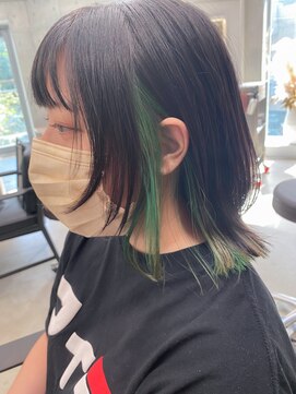 エウペ 渋谷(WEUPE) 斜めバング/グレージュカラー/デザインカラー/シルキーベージュ