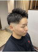 メンズカットダークアッシュニュアンスパーマツーブロック