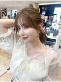 るなstyle 韓国風お顔周りレイヤー小顔ヘアカットベージュカラー