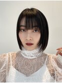 ワンレンボブ　黒髪　フェイスレイヤー
