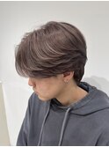 毛流れセンターパートブリーチダークグレージュブラウン