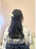 浴衣ヘア◎リボンハーフアップ