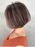 バレイヤージュボブ_ココアブラウンフリンジウェーブ_ba297061