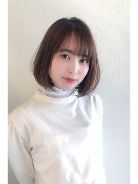 ヘアメイク シュシュ(Hair make chou chou) 大人可愛いマロンベージュAラインボブかきあげ奈良大和八木