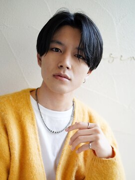 マセナ(Masena) センターパートショート×ブルーブラック×Masenaメンズスタイル