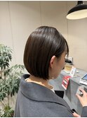 【山嵜 栞】ぱつっとボブ×くすみブラウンカラー