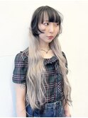 ケアブリーチ/ハイトーンカラー/ダークアッシュ/ぱっつん前髪