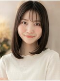 内巻きレイヤーカット黒髪ナチュラルミディa大宮20代30代40代