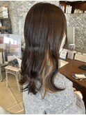艶髪ベージュインナーカラー×ダークグレージュゆるふわロング